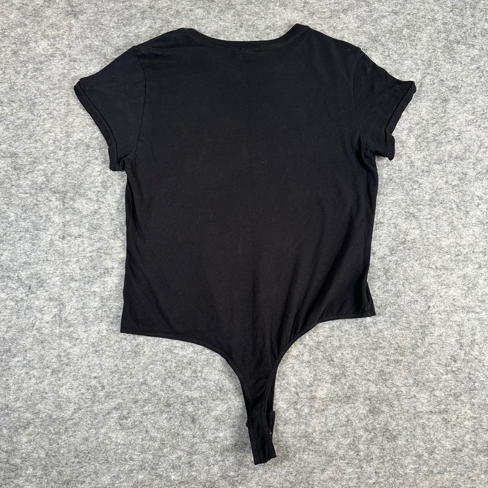 RE/DONE Bodysuit Womens Large Black Short Sleeve Cotton Crew‎ Neck - Picture 4 of 5